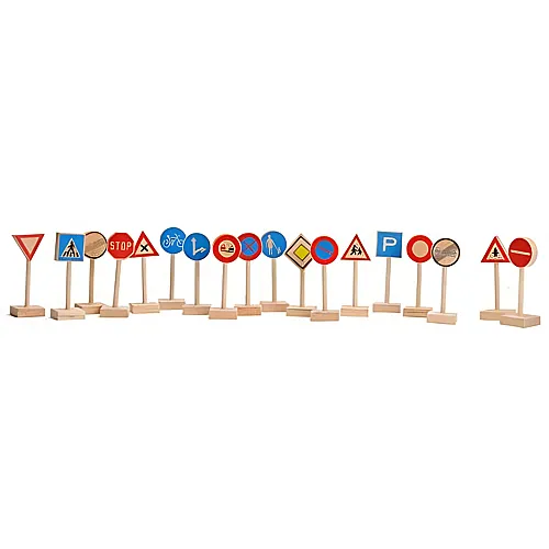Playwood Verkehrszeichen-Set aus Holz, 18-tlg.