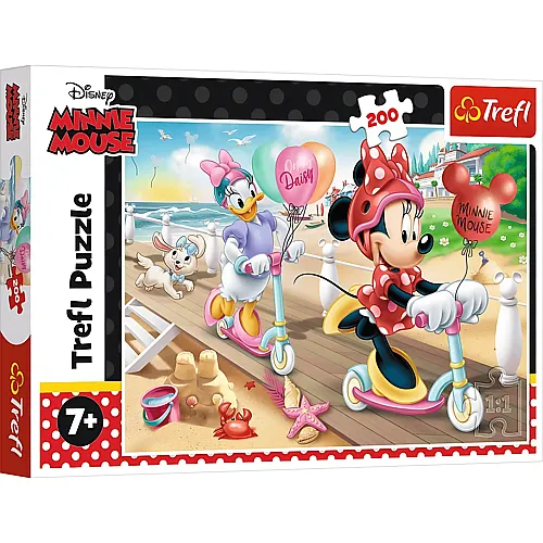 Trefl Puzzle Minnie Mouse und Daisy auf dem Scooter - 200 Teile