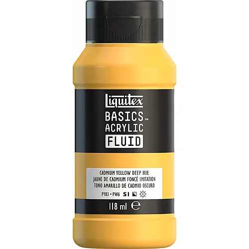 Liquitex Lqx Basics Fluid Acrylfarbe 118ml Kadmiumgelfb Dunkel Farbto