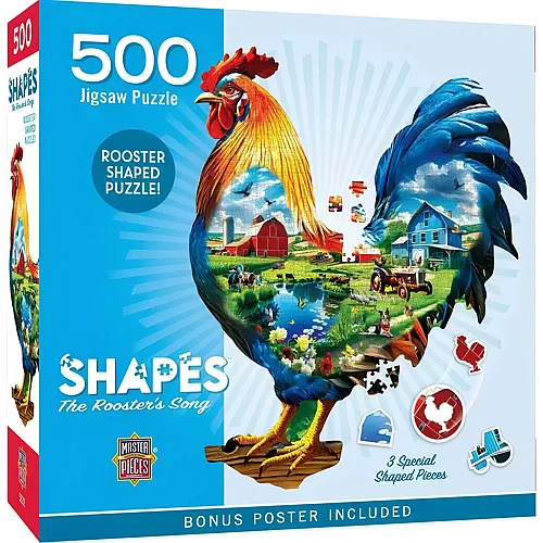 Master Pieces Puzzle Shapes Das Kr�hen des Hahns - 500 Teile