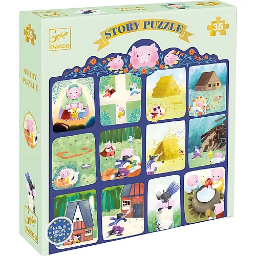 Djeco Puzzle Die drei kleinen Schweinchen - 35 Teile