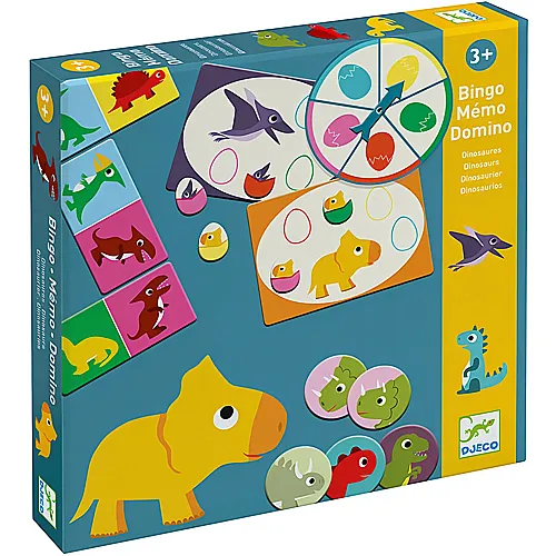 Djeco Spiele Dinosaurier (Bingo, Memo, Domino)