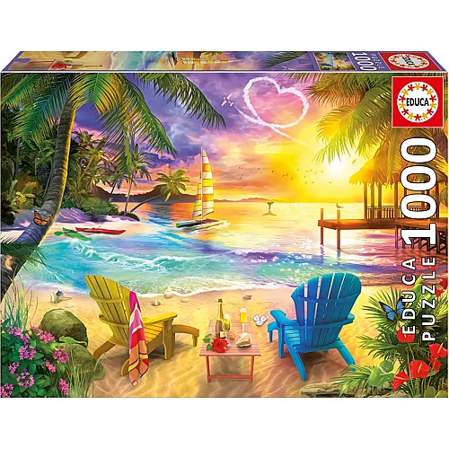 Educa Strand der Liebe inklusive Fix Puzzle-Kleber - 1000 Teile