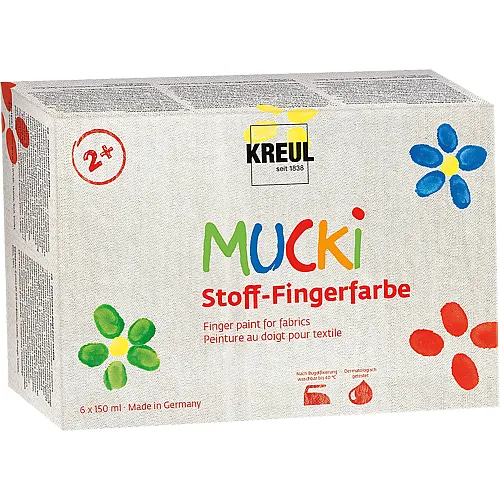 Kreul Mucki Fingerfarbe Set Stoff - 6 x 150 ml