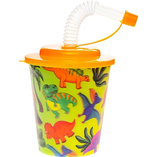 LG-Imports Becher mit Deckel und Strohhalm Dinosaurier - 12 Teile