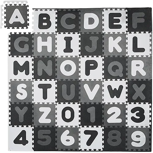 Puzzlematte ABC und Zahlen Grau/Weiss - 60 Teile