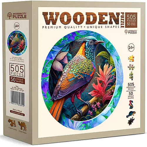 Wooden City Puzzle Holz XL Colorful Bird 505 Teile, aussergewhnliche Formen,  39.4 cm, ab 14 Jahren