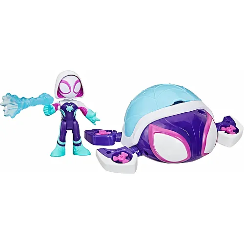 Hasbro Marvel Spidey und Seine Super-Freunde � Water-Webs Ghost Spielzeug mit 7,6?cm Figur & Schildkr�ten-Fahrzeug � Farbwechsel-Augen � Netz-Accessoire � Inspiriert von Disney Jr.