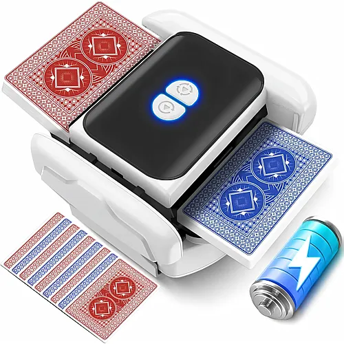 Feebee Kartenmischmaschine Elektrische - Automatischer Mischmaschine Karten,USB Kartenmischer mit Akku 2600mah,Kartenmischger�t f�r 1-2 Decks Poker Gleichm�ssig & Nicht Eingeklemmt,Card Shuffler f�r UNO,Romme Weiss