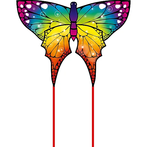 HQ Invento Drachen Ecoline Butterfly I Rainbow, 97 cm, Griff mit 25 m Schnur, ab 5 Jahren