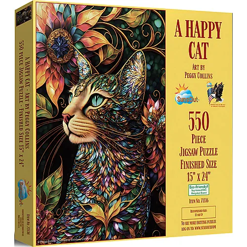 SunsOut Puzzle Peggy Collins Eine gl�ckliche Katze - 550 Teile