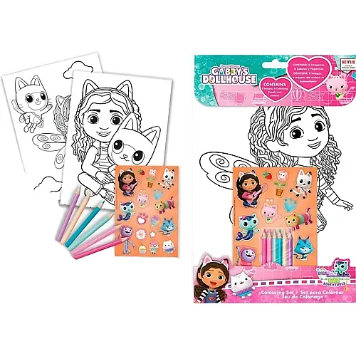 Kids Licensing Gabby's Dollhouse Mal-Set inkl. Stifte und Sticker