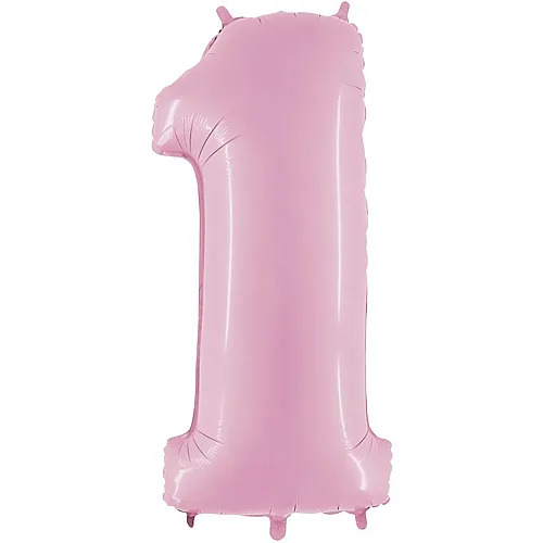 Folienballon Zahl 1 Pastellpink - 66 cm