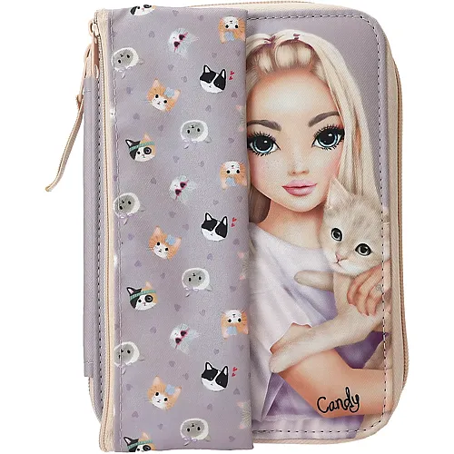 Kitty and Doggy - Gef�llte Federtasche in Lila, inkl. Schlampermappe