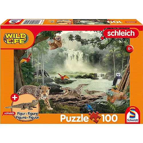 Schmidt Puzzle Schleich Wild Life im Regenwald inkl. Figur (100Teile)