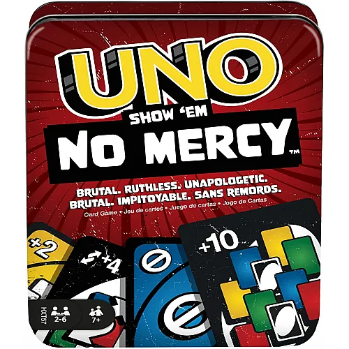 Mattel Games UNO No Mercy Kartenspiel in Aufbewahrungsdose