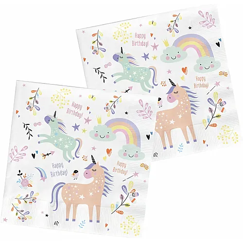 Servietten Einh�rner & Regenbogen 20Teile