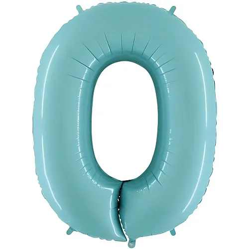 Grabo Folienballon Zahl 0 Pastellblau, 66cm im Beutel