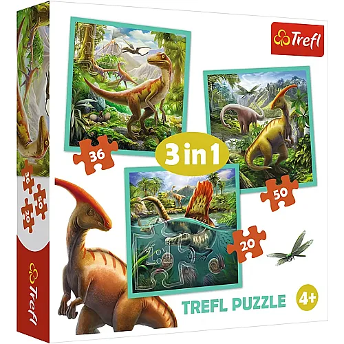 Trefl 3 in 1 Puzzle ? Dinosaurier
