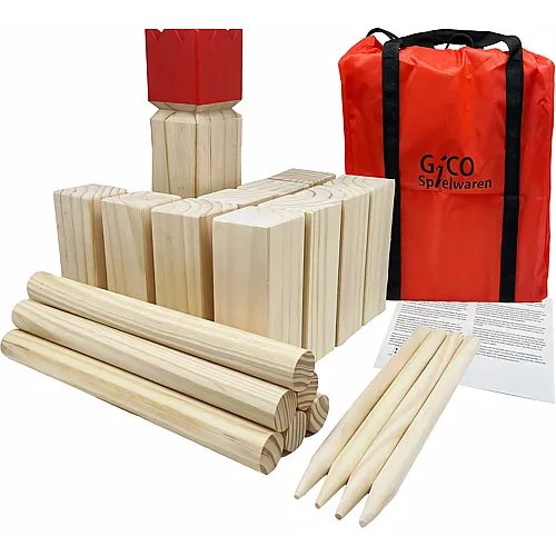 Gico Kubb Spiel XXL Set, Wikingerspiel, K�nig 30 x 7 x 7 - Der Outdoor Spielspass in Top Qualit�t aus Massivholz mit Transporttasche - 3263