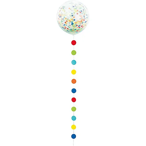 Riesenballon transparent 60cm mit Konfetti und Konfettiband
