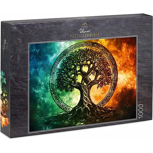 Ulmer Puzzleschmiede Lebensbaum im Runenkreis - Yggdrasil aus der nordischen Mythologie - 1000 Teile