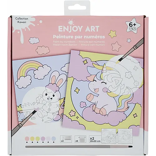 OZ International Enjoy Art Peinture Par Numeros 20x20cm Junior Kawaii Lapin L