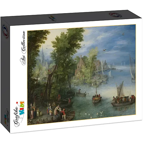 Grafika Puzzle Art Collection Grafika Kids Jan Brueghel - River Landscape, 1607 - 12 Teile