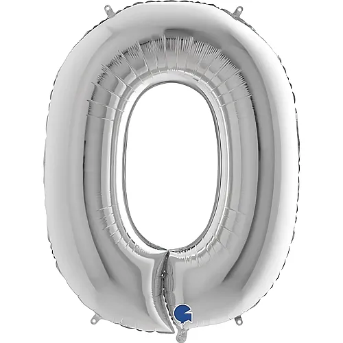 Grabo Megaloons Folienballon Zahl 0 Silber - 102 cm