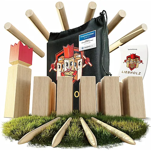Liebholz Original Kubb Wikinger Wurfspiel [TESTSIEGER] inkl. Tragebeutel & Spielanleitung - hochwertiges Schwedenschach aus FSC Gummibaumholz - Robustes Wikingerspiel f�r draussen, XL Schwedenspiel