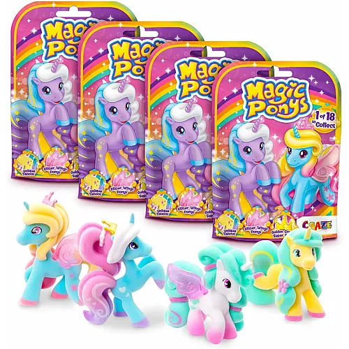 CRAZE Magic PONYS 4er Set | 4X Ponys Figuren, Wundersch�ne Ponys Spielzeug zu Sammeln, mit Tattoos & Zubeh�r