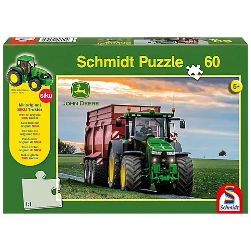 Schmidt Puzzle John Deere 8370R Traktor inkl. Siku Traktor (60Teile)