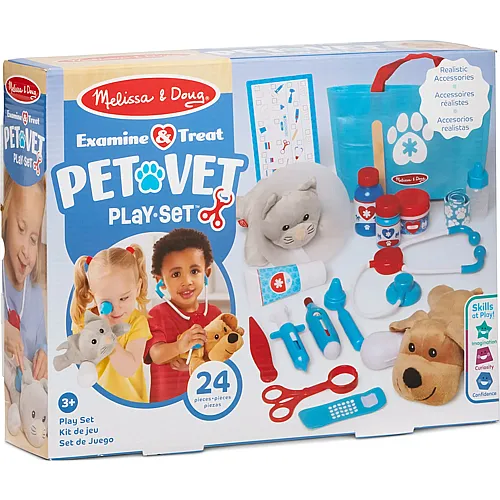 Tierarzt-Spielset mit Pl�schhund und Pl�schkatze - 24 Teile