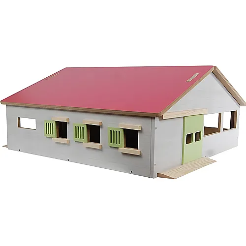 Kids Globe Pferdestall mit 3 Boxen und Reitplatz rosa - 1:32