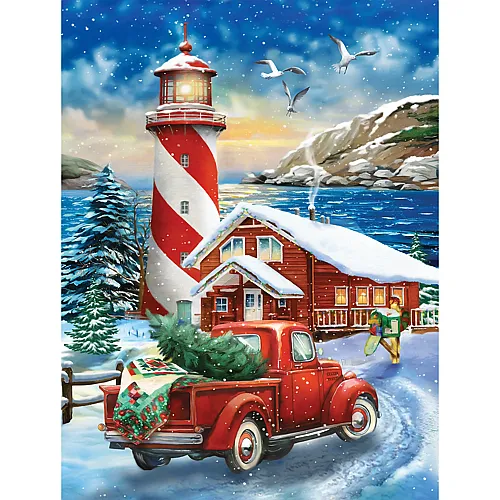 SunsOut Puzzle Tom Wood A Winter Lighthouse - 500 Teile