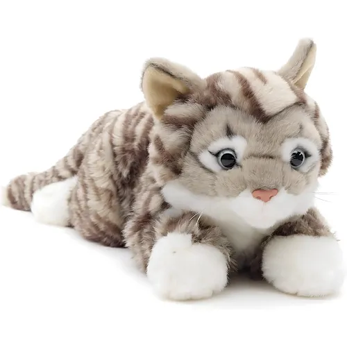 Katze mit getigertem Fell Grau 38cm