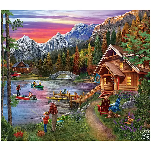 SunsOut Puzzle Bigelow Illustrations Stone Bridge Lake - 300 Teile