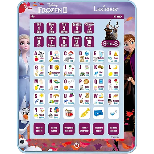 Lexibook Disney Frozen Disney Die Eisk�nigin Bilinguales Lerntablett mit Alphabet und tollen Funktionen (IT,EN)