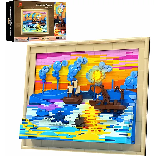 JMBricklayer Art Impression Sunrise Beleuchtungs-Baustein-Set 70016- Meistergem�lde-Serie LED Licht BAU Bilder Bausatz 1514 Teile, Kreative Aktivit�t f�r Heimb�ro-Dekor, Erwachsene und Jugendliche