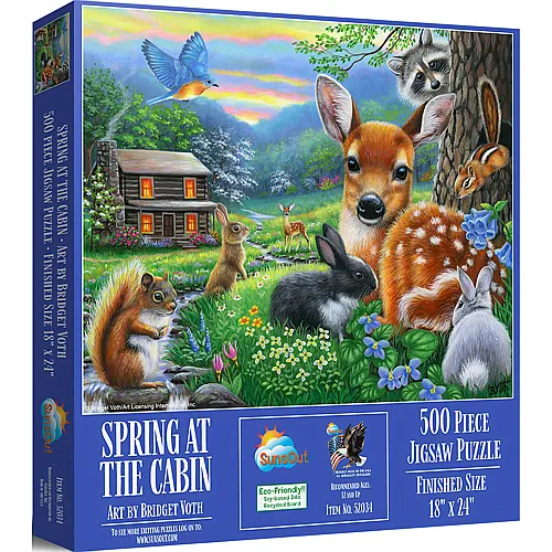 SunsOut Puzzle Bridget Voth Fr�hling bei der Blockh�tte - 500 Teile