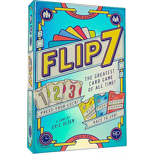 USAopoly Flip 7, die ultimative Mischung aus Dr�cken Sie Ihr Gl�ck und Ihre Strategie, schnelllebiges s�chtig machendes Kartenspiel, schnell zu erlernen und einfach zu unterrichten, perfekt f�r Spielabende, 3+