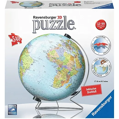 Ravensburger Puzzle 540 Teile 3D Puzzle - Globus in deutscher Sprache