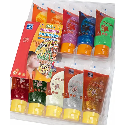 Lefranc Bourgeois Lfb Kinder Glitterfarbe Set 10 X 75ml Tuben
