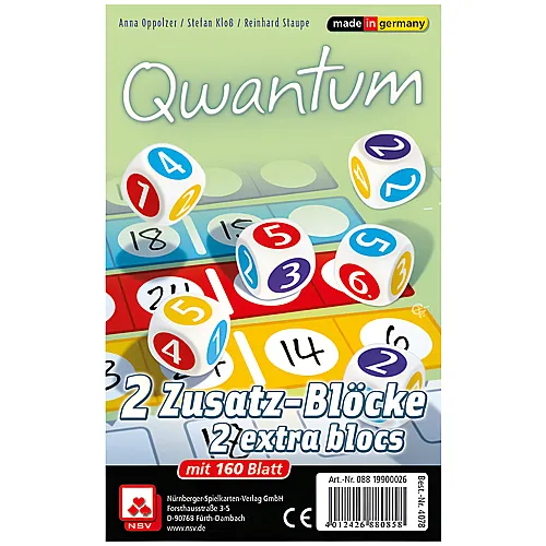 NSV Spiele Qwantum - 2 Zusatz-Blcke mit je 80 Blatt