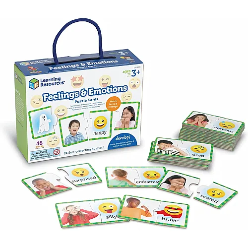 Learning Resources Puzzlekarten Gef�hle und Emotionen, ab 3 Jahren, soziales Lernen, Emotionen erkennen, SEL-Spielzeug f�r Kinder, 48