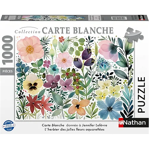 Nathan Puzzle H�bsches Blumen-Aquarell-Herbarium - 1000 Teile