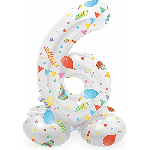 Stehender Folienballon Joyful Party Nummer 6 - 72 cm