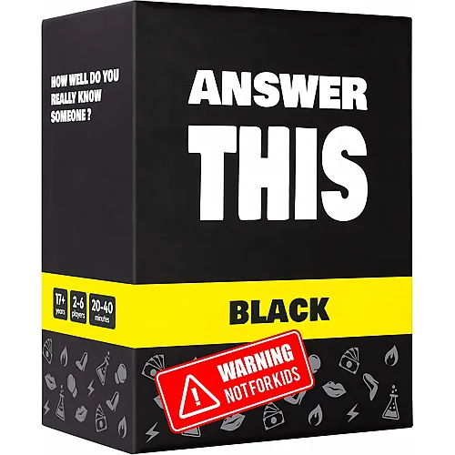 The World Game Answer This - Black - Englisch - How Well Do You Really Know Your Friends? - Hilarious Party Card Game for Adults - Cool Questions for a Game Night (Really Close Friends)
