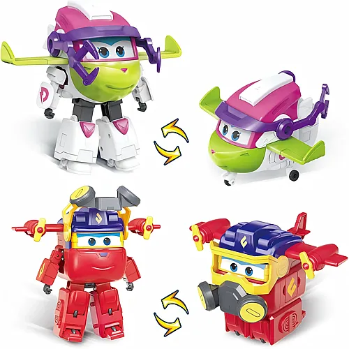 Alpha Toys Super Wings 2in1 Actionfiguren Curie & Runi - 12,5 cm
