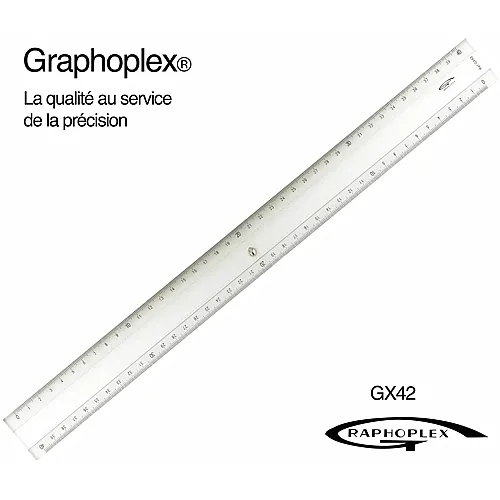OZ International Regle Transparente 2 Biseaux + Bosselage 40cm